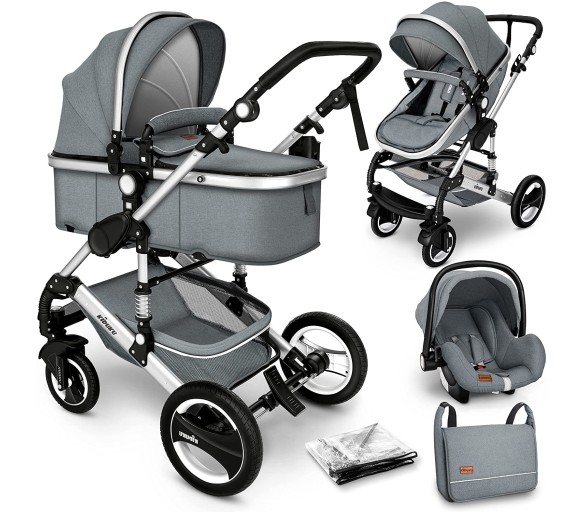 Kiduku Kombinovaný kočárek 3v1 Šedý 2DZ079