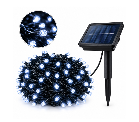 Aga Solární světelný řetěz 100 LED Studená bílá