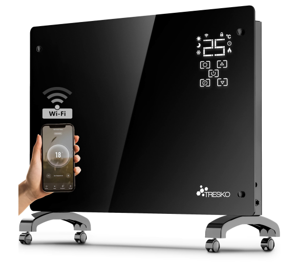 Tresko Smart Skleněný konvektor 1500 W GPH-15EA Černý