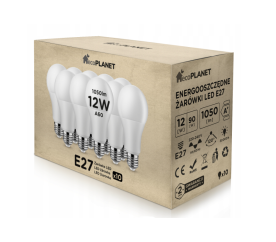 6x LED žárovka - ecoPLANET - E27 - 12W - 1050Lm - studená bílá