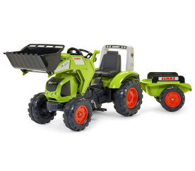 Falk Šlapací traktor CLAAS AXOS 330 1011AM s nakladačem a vlečkou