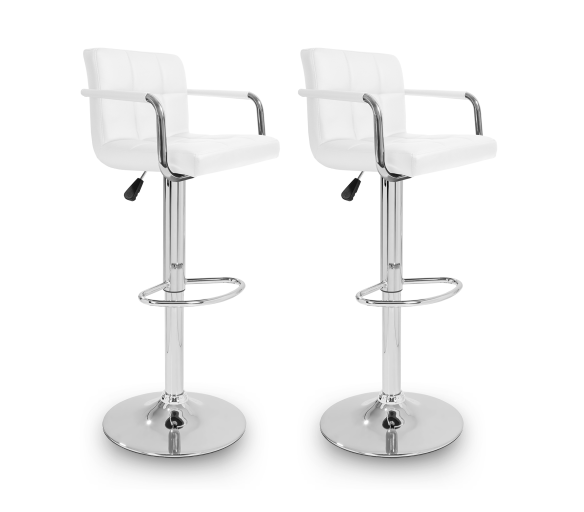 Aga 2x Barová židle s područkami Bílá
