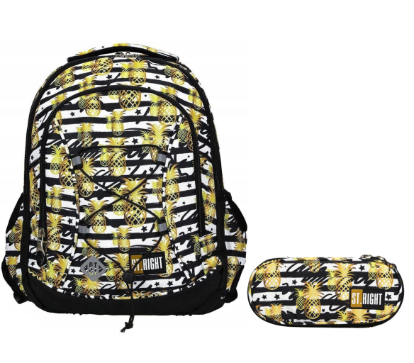 St.RIGHT Školní set tříkomorový batoh + pouzdro Tropical Party