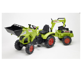 Falk Šlapací traktor CLAAS AXOS 330 1010Y s nakladačem, rypadlem a vlečkou