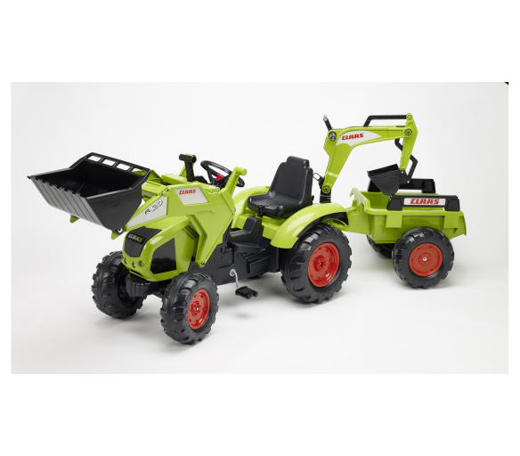 Falk Šlapací traktor CLAAS AXOS 330 1010Y s nakladačem, rypadlem a vlečkou