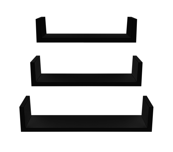 Linder Exclusiv Sada 3 nástěnných polic Černá