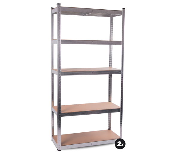 Aga 2x Kovový regál 180x90x40 cm 5 polic