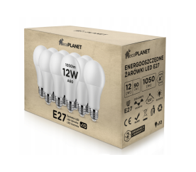 10x LED žárovka - ecoPLANET - E27 - 12W - 1050Lm - teplá bílá