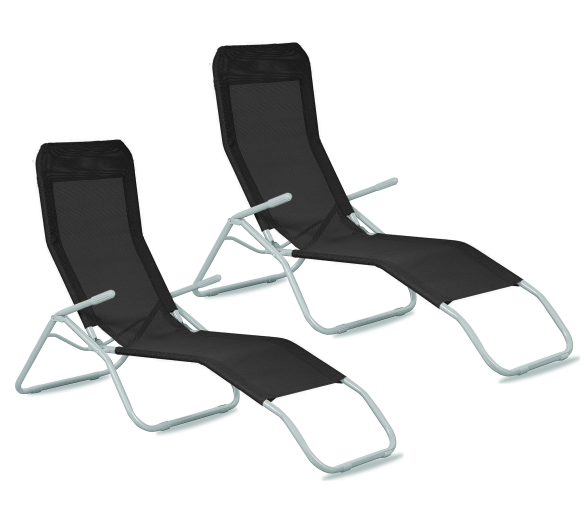 Aga 2x Zahradní lehátko SIESTA Černé