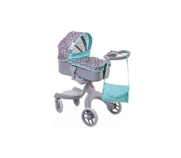Doris Hluboký kočárek pro panenky 9631 Šedo - Zelený