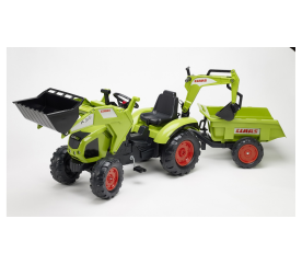 Falk Šlapací traktor CLAAS AXOS 330 WITH FRONT LOADER 1010Z s vlečkou