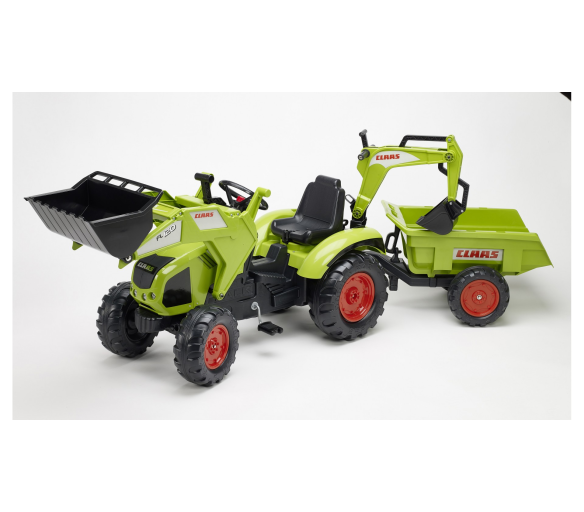 Falk Šlapací traktor CLAAS AXOS 330 WITH FRONT LOADER 1010Z s vlečkou