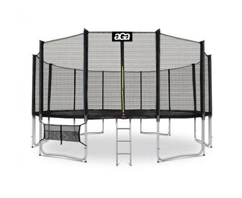 Aga SPORT PRO Trampolína 518 cm Černá + ochranná síť + žebřík + kapsa na obuv
