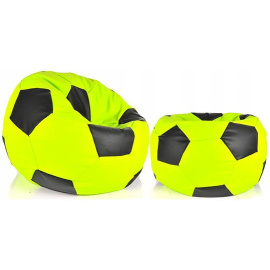 Aga Sedací pytel BALL XXXL Černá - Světle zelená + podnožník