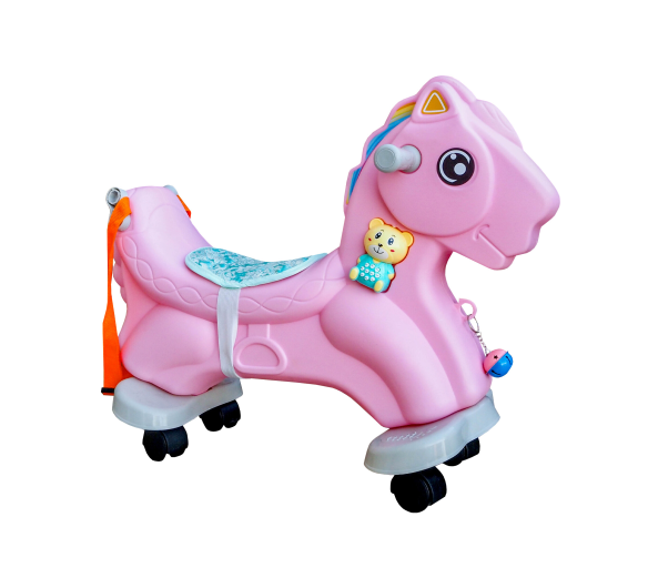 Aga4Kids Plastový houpací koník 2v1 Růžový 2DZ244  - II. JAKOST