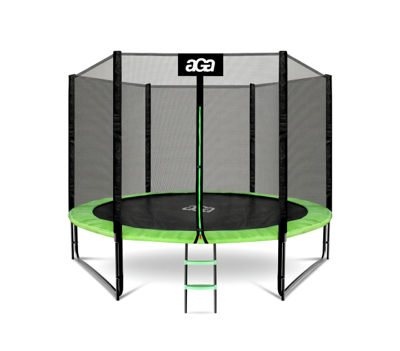 Aga SPORT PRO Trampolína 305 cm Světle zelená + ochranná síť + žebřík