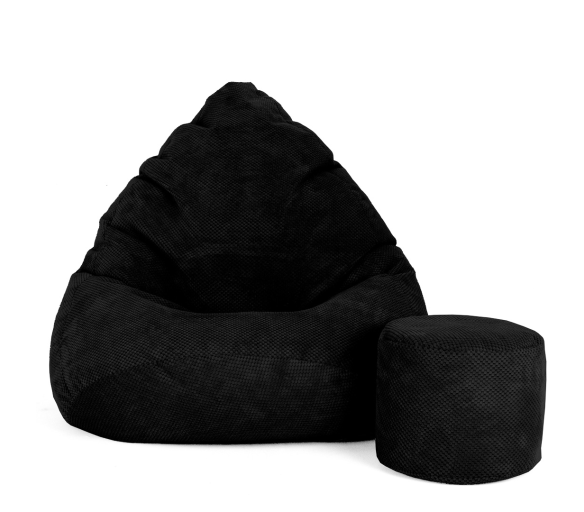 Aga Sedací vak Dot XXXL + podnožník Černý