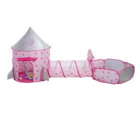 Aga4Kids Dětský hrací stan s prolézacím tunelem Růžový 2DZ051