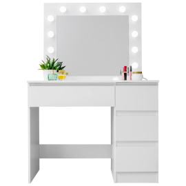 Aga Toaletní stolek se zrcadlem a osvětlením Lesklý bílý 2DAZ707 - II. JAKOST