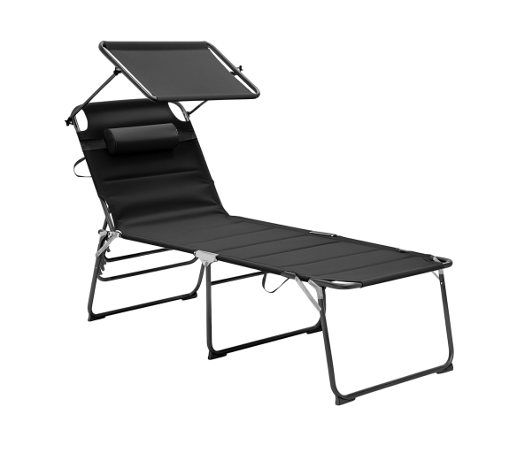 Aga Zahradní lehátko XXL se stříškou Černé 2DAZ594 - II. JAKOST