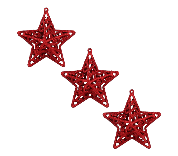 Aga Sada vánočních ozdob 3 ks Hvězda Červená