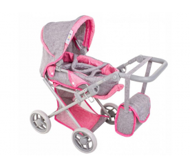 Doris Kočárek pro panenky 9346 Šedo - Růžový