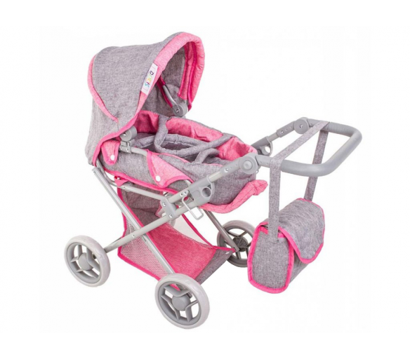 Doris Kočárek pro panenky 9346 Šedo - Růžový