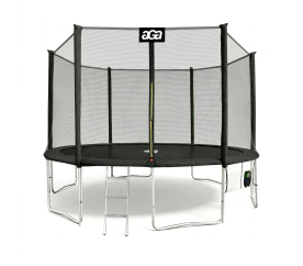 Aga SPORT PRO Trampolína 430 cm Černá + ochranná síť  + žebřík + kapsa na obuv