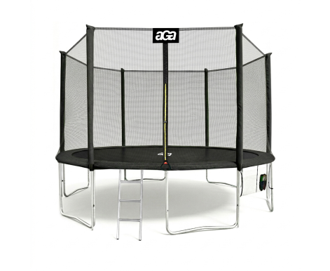 Aga SPORT PRO Trampolína 430 cm Černá + ochranná síť  + žebřík + kapsa na obuv