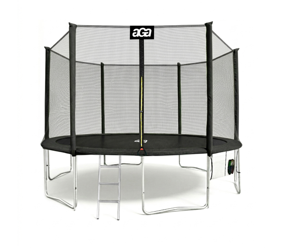 Aga SPORT PRO Trampolína 430 cm Černá + ochranná síť  + žebřík + kapsa na obuv