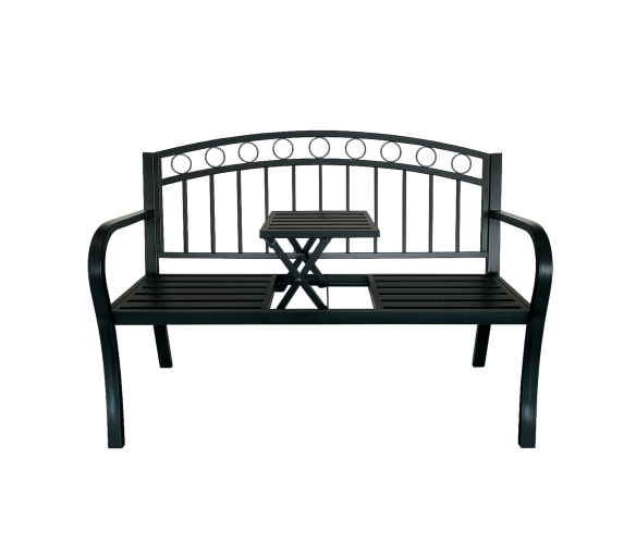 Aga Kovová zahradní lavice s vyklápecím stolkem 127x53x84 cm