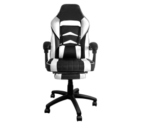 Aga Kancelářská židle Černo - Bílá s opěrkou pro nohy