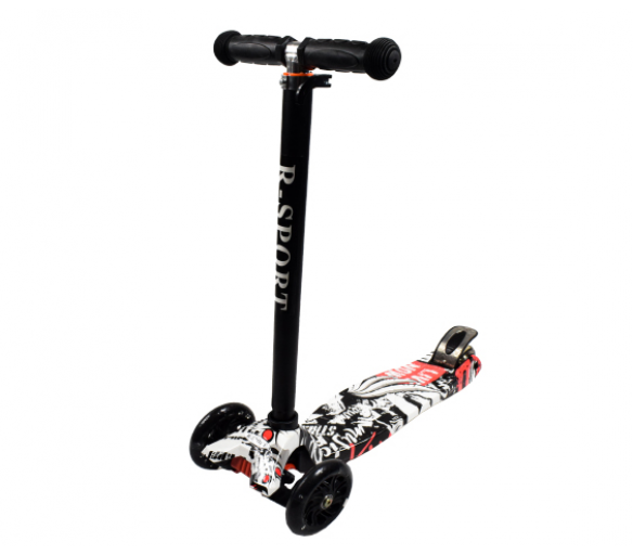 R-Sport Dětská třikolová koloběžka s LED kolečky H2 Black