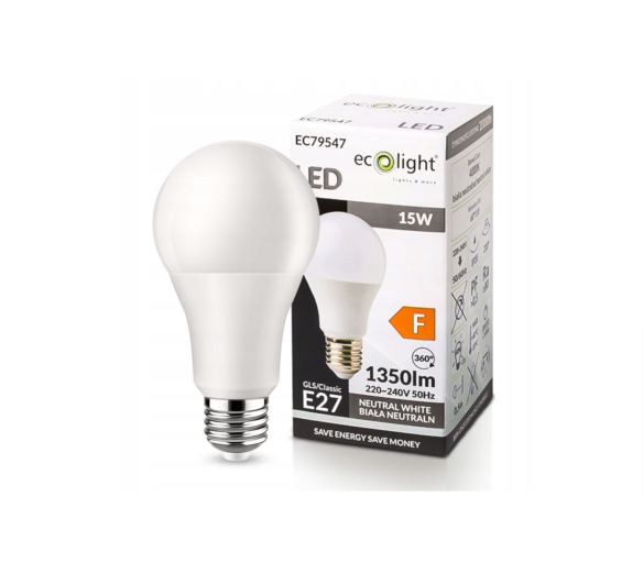 LED žárovka - E27 - 15W - 1350Lm - neutrální bílá 4000K 230V