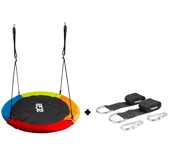 Aga Závěsný houpací kruh 90 cm Čtyřbarevný + sada pro zavěšení