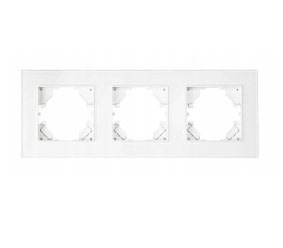 Trojitý skleněný rámeček pro zásuvku - bílý