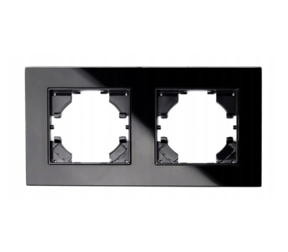 Dvojitý skleněný rámeček pro zásuvku - černý