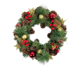 Aga Vánoční věnec 36 cm Červeno-zlatý