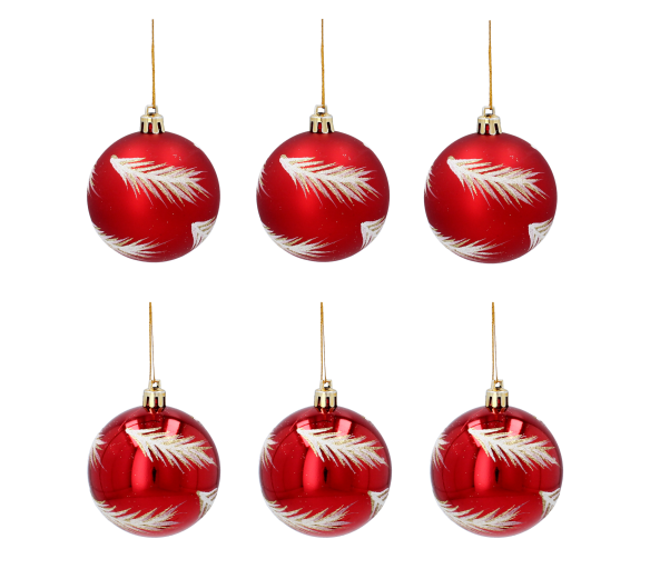 Aga Vánoční baňky 7cm 6ks Červené - Jedlička