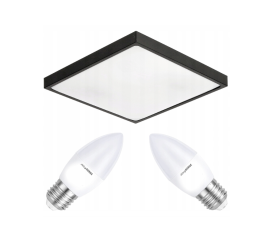 Stropní LED svítidlo LARI-S BLACK - 2xE27 IP20 + 2x E27 10W svíčka - studená bílá
