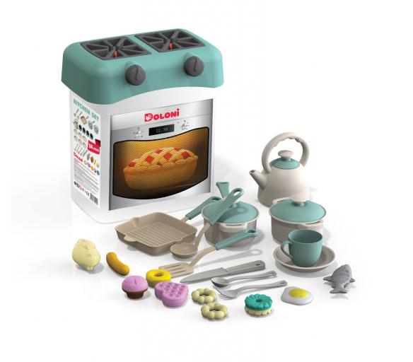 Doloni Plastová kuchyňka Tyrkysová + příslušenství 34 ks