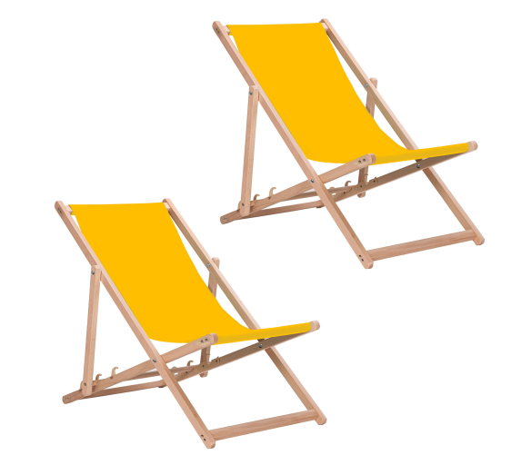 Aga 2x Dřevěné skládací lehátko Žluté