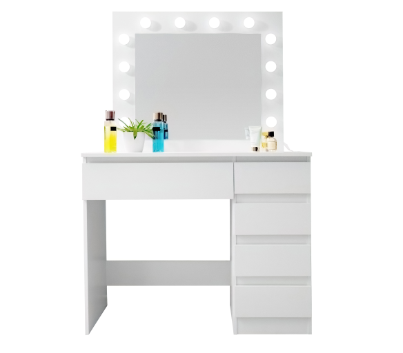 Aga Toaletní stolek se zrcadlem a osvětlením Matný bílý 2DAZ370 - II. JAKOST